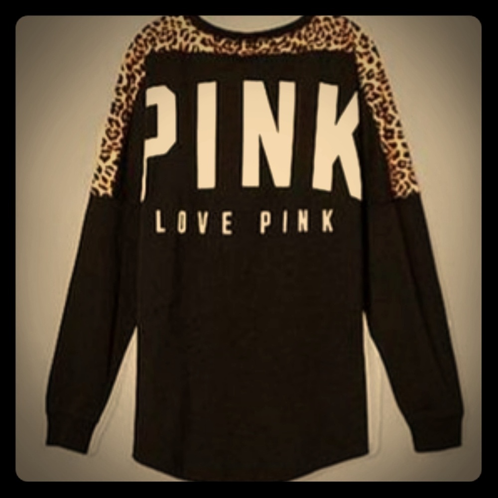 Victoria Secret PINK black leopard long sleeve tee